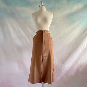 Faux Suede Midi Skirt With Center Slit Womens 4XL